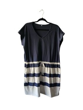 5/$25 Navy & White Striped Short Sleeve Dress Coverup